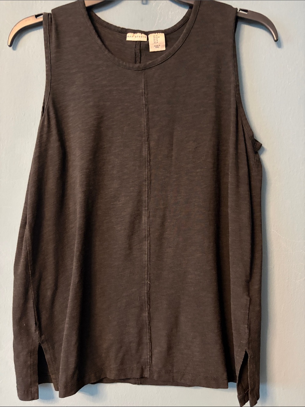 Max Studio Black Sleeveless Center-Seam Tank